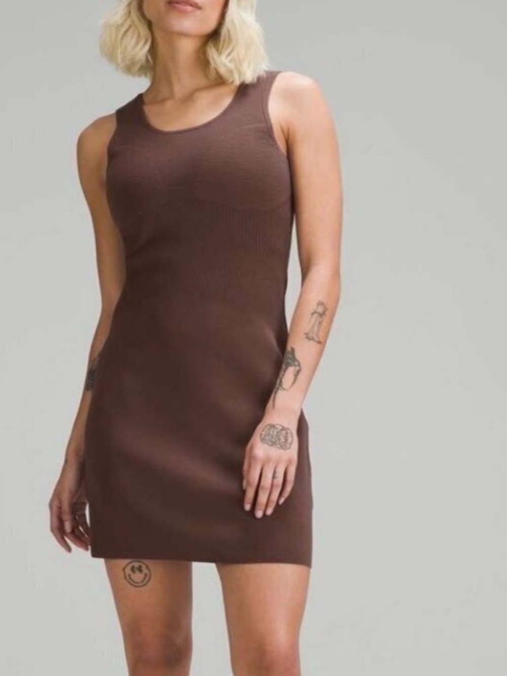 NWT Lululemon Tight Fit Knit Tank Dress Java Brown Casual Athleisure Sz L